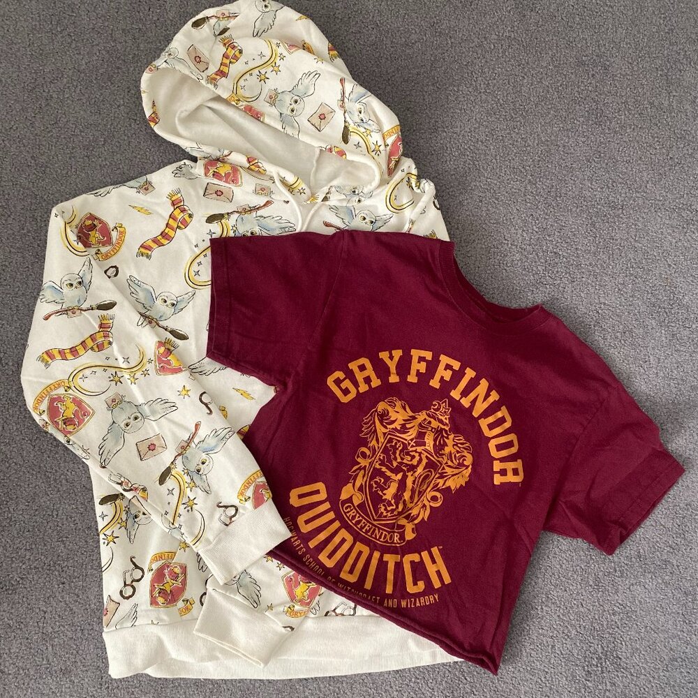 Harry Potter | Gryffindor Pullover Printed Hoodie (L) & Crop T-shirt (Men's S)